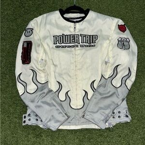 Nascar White and Gray Bomber Jacket